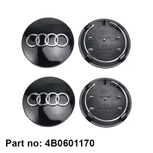 4x 60mm 4B0601170 Nabendeckel Felgendeckel Nabenkappen Schwarz - Bild 1 von 4