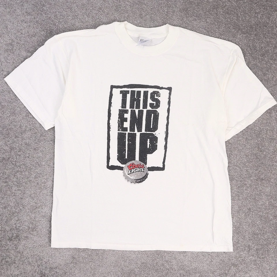 VTG 90s Coors Light Beer USA XL White Short Sleeve T-Shirt - Image 1 of 4