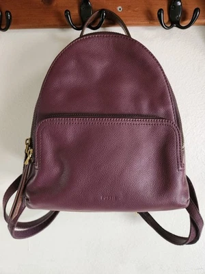 Fossil Facility Purple Maroon  Backpack Purse Leather Backpack AUTHENTIC Fossil - Image 1 of 4