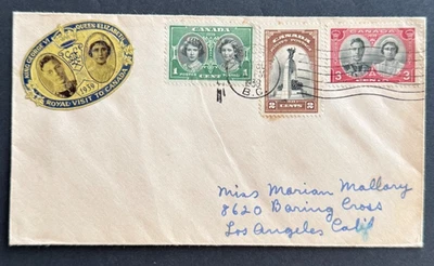 AtoZ. Canadá 1939 Jorge VI Reina Madre Visita Real con Lámina “Cachet” Foto 1 de 2