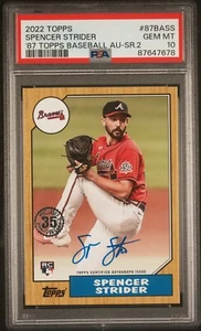 2022 TOPPS SPENCER STRIDER #87BASS 1987 ROOKIE AUTO AUTOGRAPH PSA 10 GEM MINT ๐ - Picture 1 of 3
