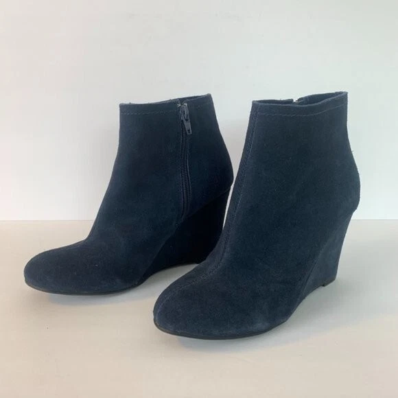 Botines de cuña chinos para lavandería azul oscuro/negro suave talla 7,5 Foto 1 de 4