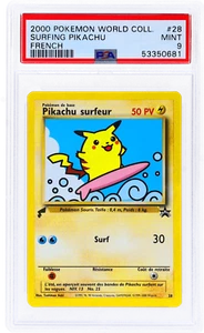 2000 Pokemon Pikachu World Collection Surfing Pikachu French #0 PSA 9 - Picture 1 of 2