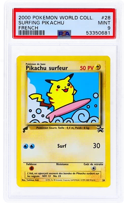 2000 Pokemon Pikachu World Collection Surfing Pikachu French #0 PSA 9 - Image 1 of 2