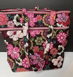Vera Bradley button Close Large tote bag retired Pink Mod Floral pattern, Nice - Picture 1 of 10