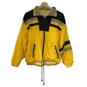 Vintage Active Stuff Yellow Bumble Bee Womens Jacket Windbreaker 80s 90s P Small - Picture 1 of 12