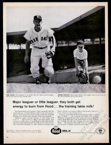 1962 Boston Red Sox Frank Malzone & Little Leaguer photo Hood Milk print ad