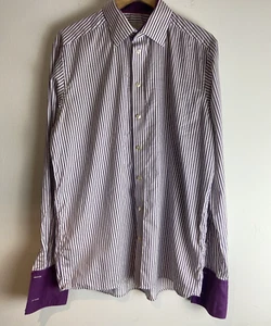 camicia uomo eton contemporanea taglia 17 doppio polsino a righe - Foto 1 di 10