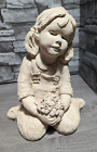 Vintage 10" Austin Skulptur Dee Crowley HELLE AUGEN Mädchen mit Blumenstrauß 1989