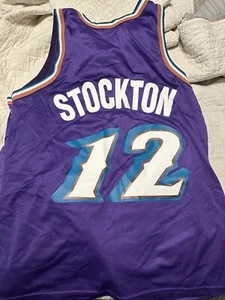Vintage Purple Champion Utah Jazz John Stockton Jersey Men's 44 L Large - Picture 1 of 2