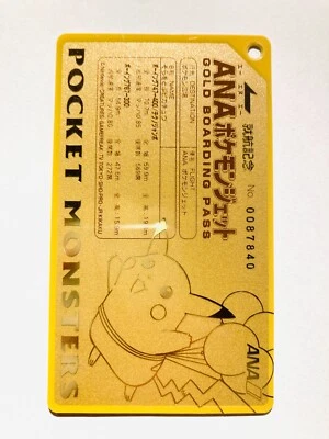Pikachu Pokemon Limited ANA GOLD Boarding Pass Card Rare!! From Japan 1998 F/S - Image 1 of 4