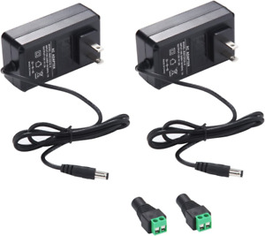 12V 2A Power Supply AC Adapter 100 to 240V to DC 12 Volt Transformers Pack of 2 