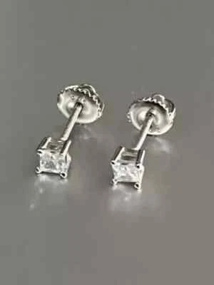 2CT Princess Cut Lab Created Diamond Women Beauty Earring 14K White Gold Plated - Image 1 of 2