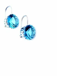 Blue Topaz Solitaire 18K White Gold Earrings EAR530003 - Picture 1 of 1