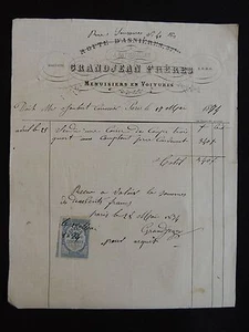 Factures Grandjean menuisier en voitures, Batignolles XIXème papier à en-tête. - Picture 1 of 1