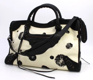 BALENCIAGA City-bag Shoulder Bag Handbag Purse Canvas Leather Black - Authentic - Picture 1 of 24