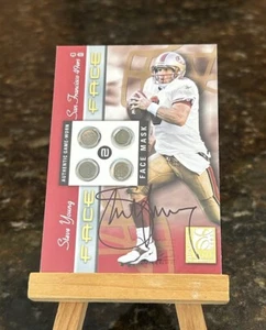 2001 Donruss Elite Face 2 Face Steve Young Game Worn Gesichtsmaske Auto /100 #FF-8 - Bild 1 von 2