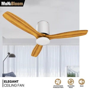 52" Quiet Reversible Timer Ceiling Fan 6 Speeds w/Remote Control & 3 Wood Blade - Picture 1 of 11