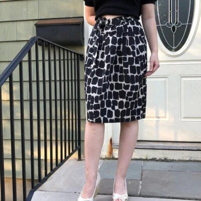 BANANA REPUBLIC Mujer Estampado de Jirafa Cinturón Plisado Seda Bld Falda Lápiz Marrón 10 Foto 1 de 4