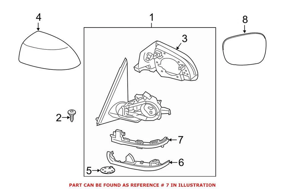 Conjunto de espejo retrovisor auxiliar derecho señal de giro pasajero F15 F16 F25 F26 OES Foto 1 de 1