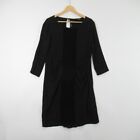 Max&Co Ladies Black Long Sleeve Dress Uk 12 Knee Length Scoop Neck Tie Occasion