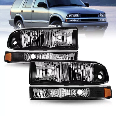 Для 1998-2005 CHEVY S10/BLAZER черный янтарь угловые фары бампер фары - Изображение 1 из 4
