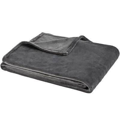 Kuscheldecke Flauschig 180x220 cm anthrazit kuschelig weich Nicki Fleecedecke - Bild 1 von 4