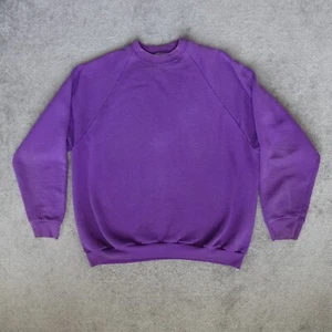 Vintage Fruit Of The Loom Sweatshirt Herren XL Lila Raglan Rundhals Pullover - Bild 1 von 10