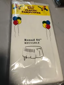 Heavy Duty Plastic Tablecover Party Tablecloths - Round 84" pack of 6 - Picture 1 of 3