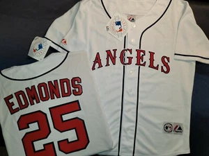 11111 Mens California Angels JIM EDMONDS Vintage Baseball Jersey White NWT - Picture 1 of 1