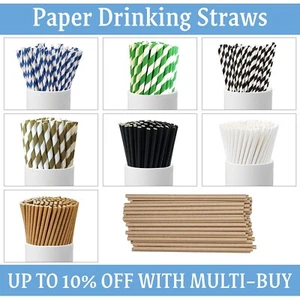 Retro 20cm Paper Drinking Straws Vintage Stripe Party Birthday Disposable Straw - Picture 1 of 72