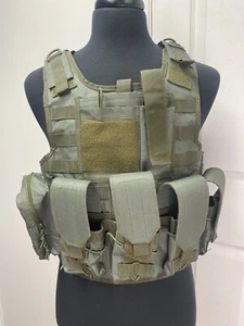 Matrix Tactical Systems Adjustable Vest OD Army Green Molle Magazine Radio Pouch - Bild 1 von 10