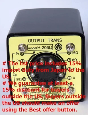 A pair of Hashimoto H-203D Output Transformer 7W Single 2.5K,3.5K/16,8,4 for300B - Image 1 of 4