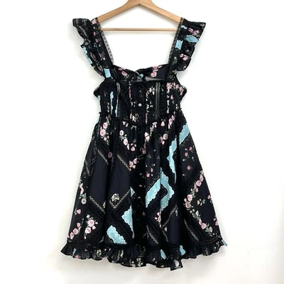 For Love & Lemons Leanne Lace Ruffles Open Back Babydoll Mini Dress - Small - Image 1 of 4