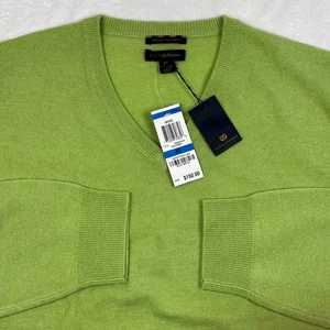NWT Club Room Estate Cashmere Sweater Mens XL Green Knit V Neck Preppy Pullover - Picture 1 of 12