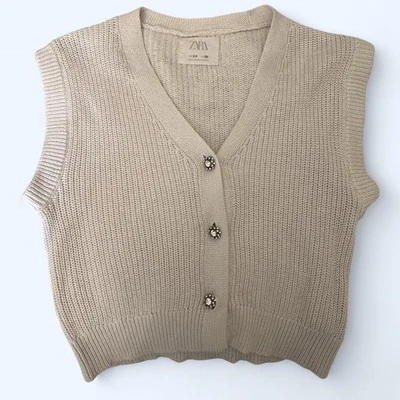 Zara Rosy White Knit Vest Top - Size 8-9 Years Girls - Image 1 of 4