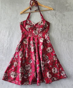 Hell Bunny Dress Womens Size Medium Jasmine Sugar Skull Spiked Flower Rockabilly - Picture 1 of 9