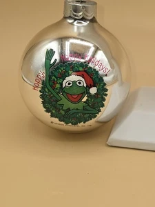 Rare Hallmark 1984 The Muppets Kermit Miss Piggy Ball Christmas Ornament - Bild 1 von 5