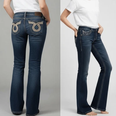 Pantalones de mezclilla Big Star Bootcut para mujer talla 25L bolsillos bordados lavados oscuros Foto 1 de 4