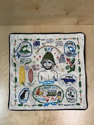 Aloha To Zen Nat Young Embroidered Pillow Case, 20" x 20", RARE!, Surf Beach Art - Image 1 of 4