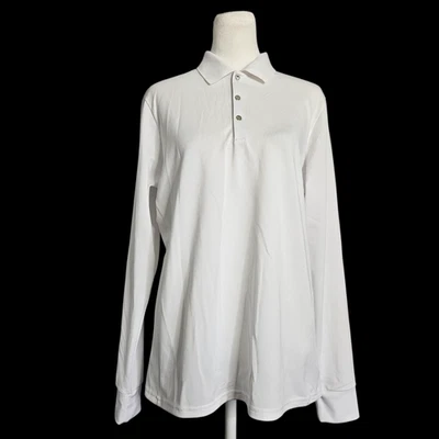 Nuevo RLX Ralph Lauren L/S Performance Polo Para Mujer Camisa Blanca Grande Elastizada Golf Foto 1 de 4