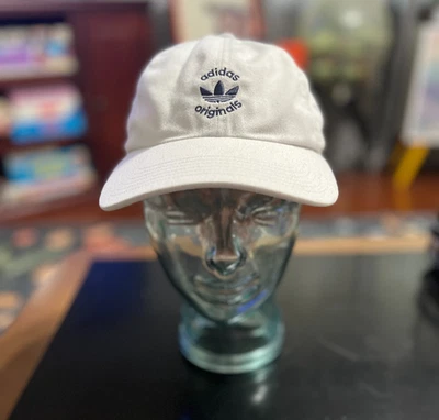 Adidas Originals Relaxed Fit Trefoil Strapback Hat White Navy Blue Logo - Image 1 of 4