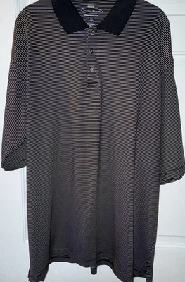Pebble Beach Men's Performance  Golf Polo Shirt XL Black/White  Striped - Image 1 of 4