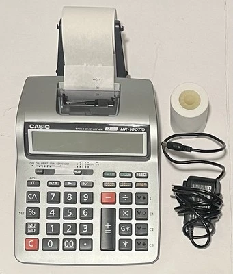 Casio HR-100TM Printing Calculator With Power AC Cord Grey Tested Working - Image 1 of 3