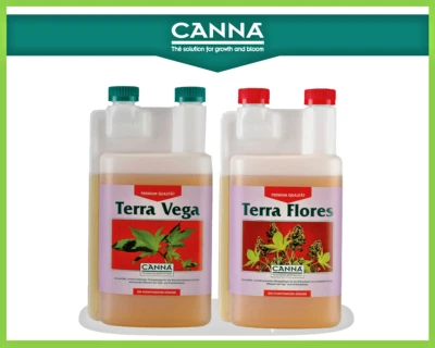 Canna Terra Dünger Set - 1L Vega & 1L Flores Wuchs - für Blüte & Grow