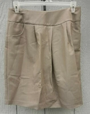 Exact Change Skirt Tan Knee Length Wide Waistband Back Zipper Pockets Size 10 - Image 1 of 2