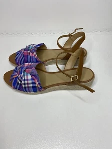 TALBOTS Pamela Knotted Espadrille Wedges, Plaid Size 10 - Picture 1 of 5