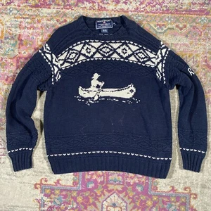 90’s Ralph Lauren Polo Sport RL 67 Sportsman Canoe Linen/Cotton Knit Sweater XL - Picture 1 of 7