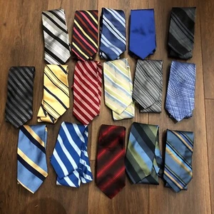 Express Tie Lot of 16 Italian Silk Fabric USA Stripe Multicolor Work Business - Picture 1 of 7