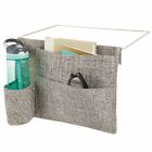 mDesign Fabric Bedside Storage Organizer Caddy, 4 Pockets - Gray